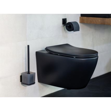 WENKO 71447800 - Suport pentru hârtie igienică VACUUM-LOC QUADRO ED, 14 x 11 cm, negru