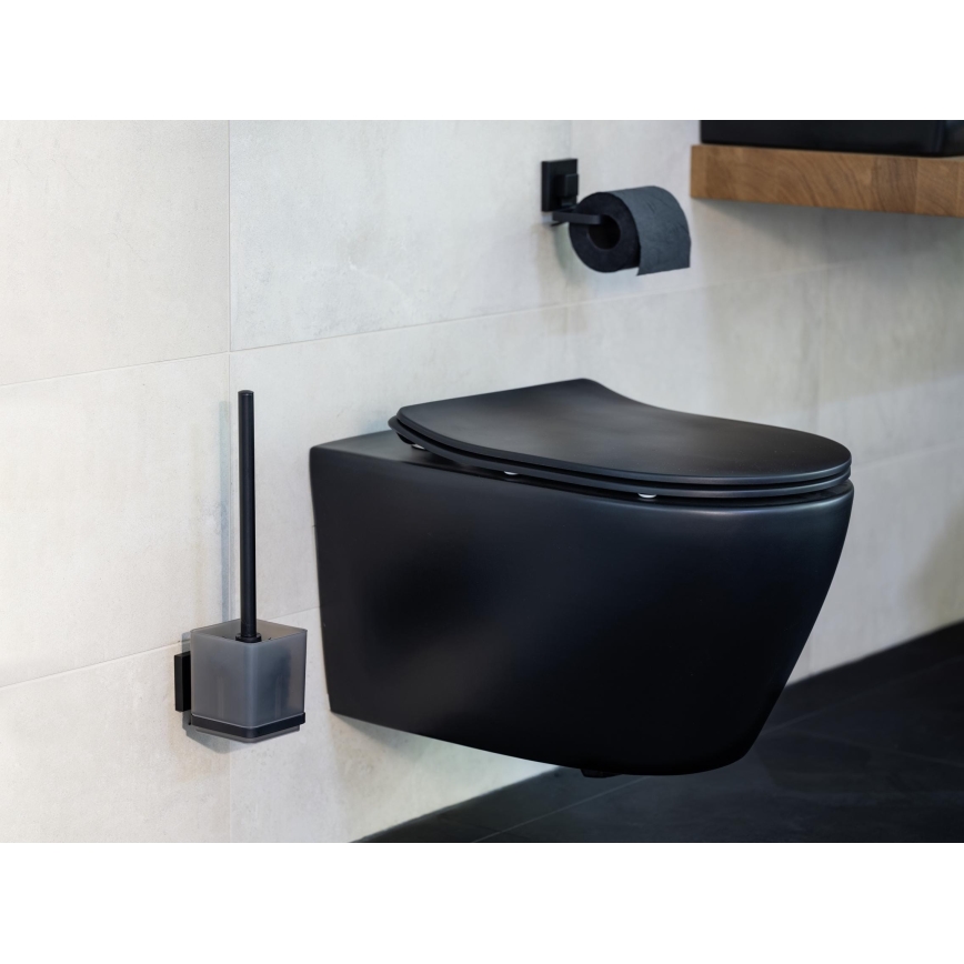 WENKO 71447800 - Suport pentru hârtie igienică VACUUM-LOC QUADRO ED, 14 x 11 cm, negru