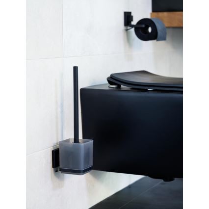 WENKO 71450800 - Set WC VACUUM-LOC QUADRO ED 9,5 x 37 cm, negru