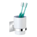 WENKO Pahar pentru periuțe de dinți TURBO-LOC QUADRO ED. 7x9,5 cm, crom lucios/alb - 23847800
