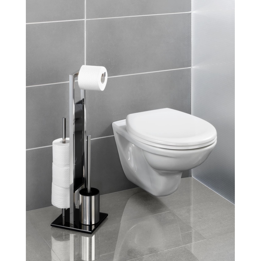 WENKO RIVALTA 22983100 - Perie WC 18 x 70 cm, inox/argintiu-negru