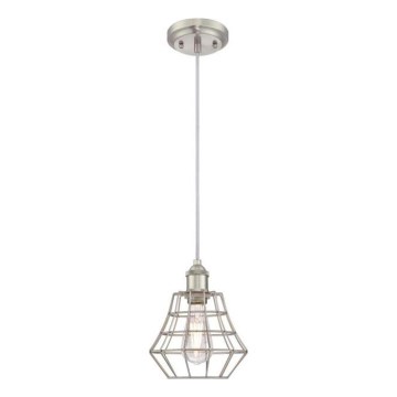Westinghouse 6337240 - Pendul pe cablu NATHAN 1xE27/60W/230V Ø 19 cm argintiu
