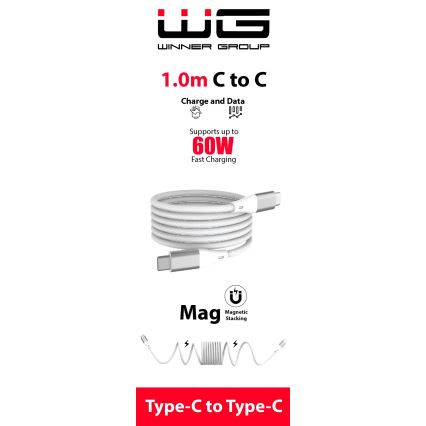 Winner Group - Cablu USB magnetic USB-C / USB-C 60W 1m alb
