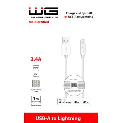 Winner Group - Cablu USB MFI Lightning / USB-A 1m alb