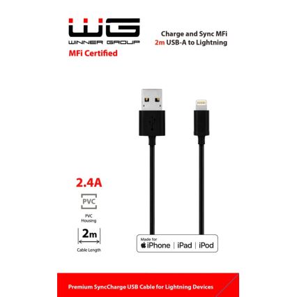 Winner Group - Cablu USB MFI Lightning / USB-A 2m negru