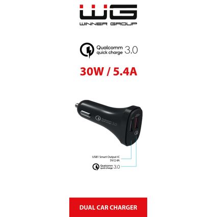 Winner Group - Încărcător auto Power Delivery 30 W, 2 x USB-A, negru