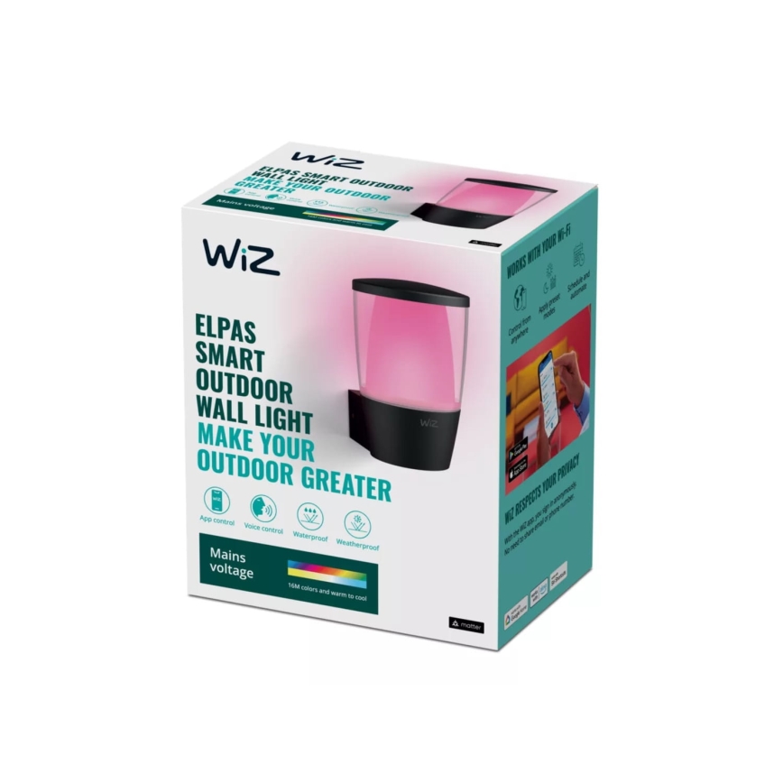WiZ - Lampă de perete LED RGBW reglabilă pentru exterior ELPAS LED/8,5W/230V 2700–5000K IP44 Wi-Fi