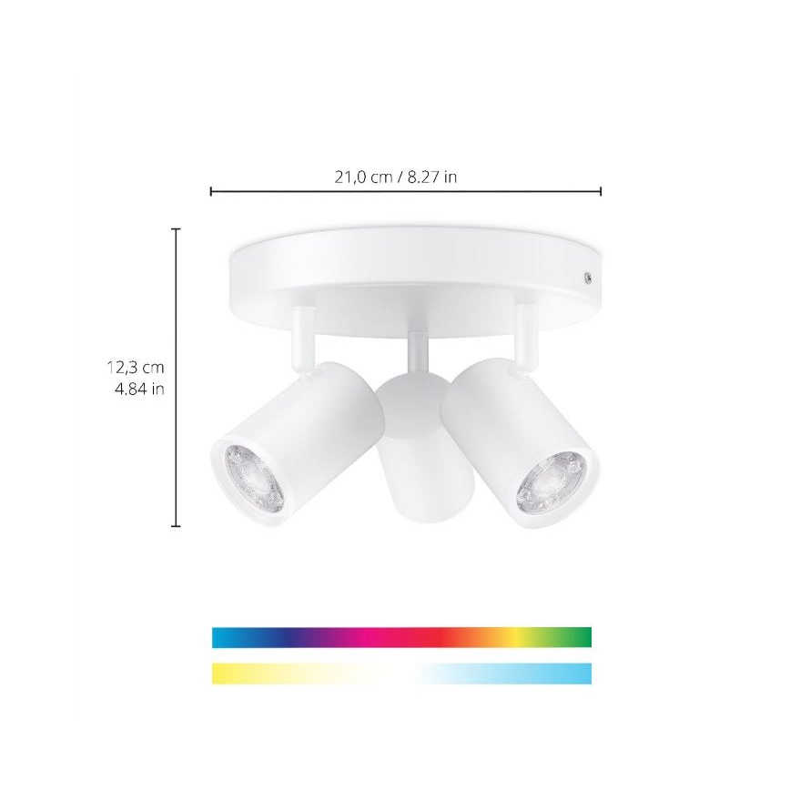 WiZ - Spot LED RGBW reglabil IMAGEO 3xGU10/4,9W/230V 2200-6500K Wi-Fi CRI 90 alb