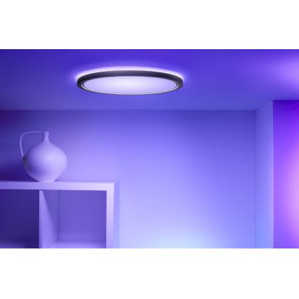 WiZ - Plafonier LED RGB dimabil SUPERSLIM LED/22W/230V 2700-6500K Wi-Fi negru