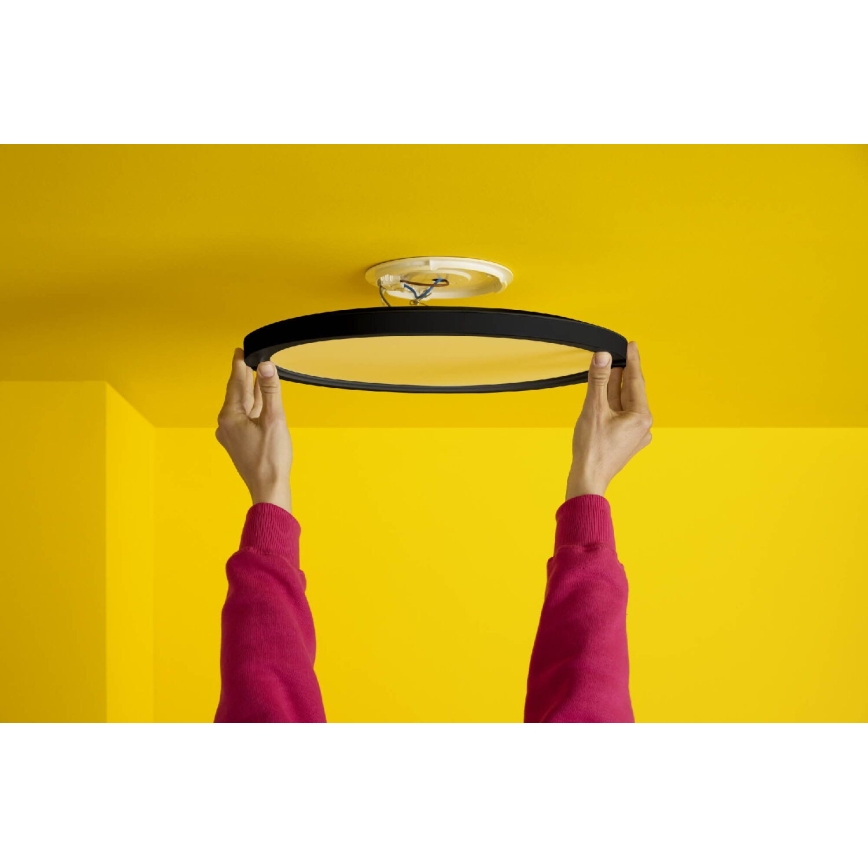 WiZ - Plafonier LED RGB dimabil SUPERSLIM LED/22W/230V 2700-6500K Wi-Fi negru