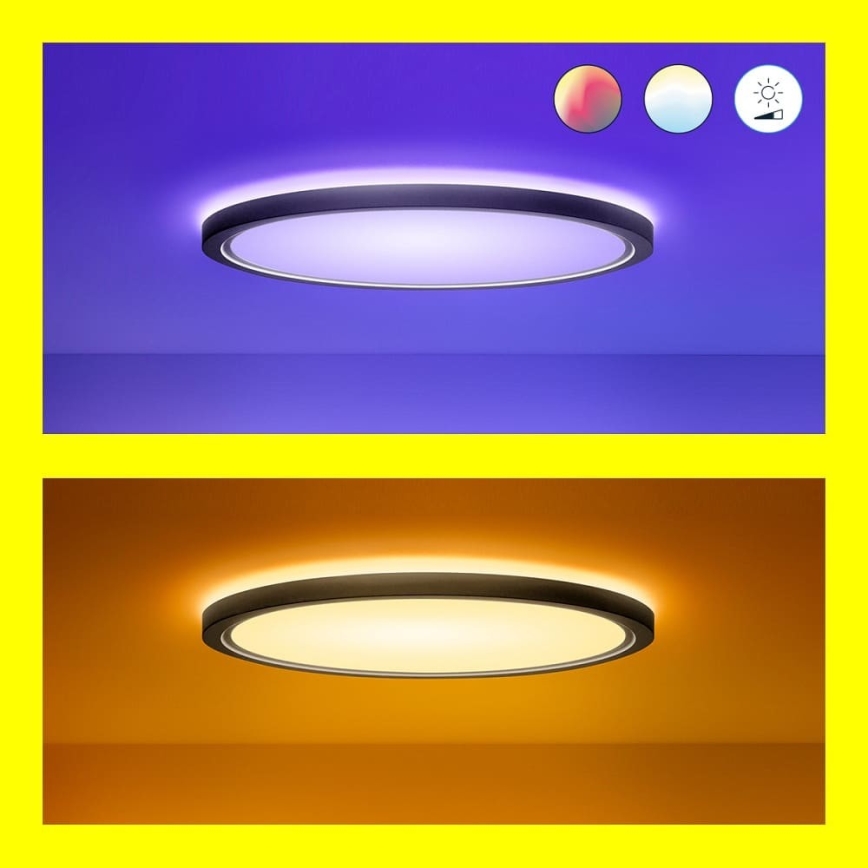 WiZ - Plafonier LED RGB dimabil SUPERSLIM LED/22W/230V 2700-6500K Wi-Fi negru