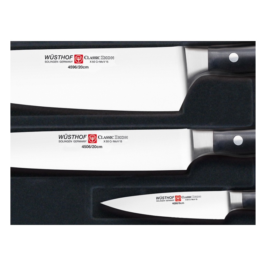 Wüsthof - Set de cuțite de bucătărie CLASSIC IKON, 3 piese, negru