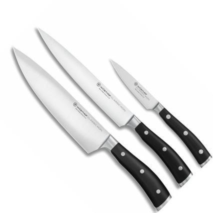 Wüsthof - Set de cuțite de bucătărie CLASSIC IKON, 3 piese, negru