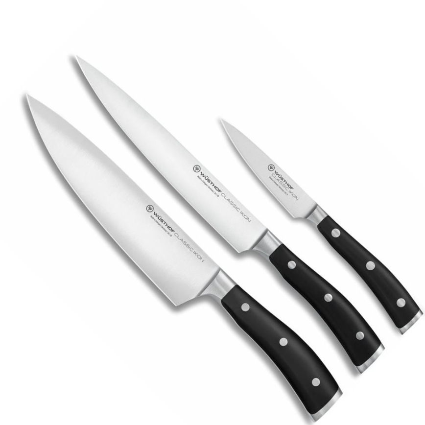 Wüsthof - Set de cuțite de bucătărie CLASSIC IKON, 3 piese, negru