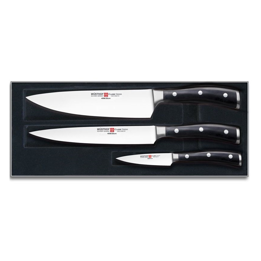Wüsthof - Set de cuțite de bucătărie CLASSIC IKON, 3 piese, negru
