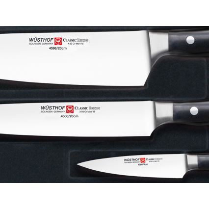 Wüsthof - Set de cuțite de bucătărie CLASSIC IKON, 3 piese, negru