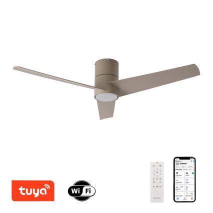 ZEVENTI - Ventilator de tavan LED BARROSA, 18W/230V, 3000/4000/6000K, Wi‑Fi Tuya, bej + telecomandă