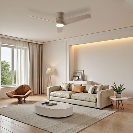 ZEVENTI - Ventilator de tavan LED BARROSA, 18W/230V, 3000/4000/6000K, Wi‑Fi Tuya, bej + telecomandă