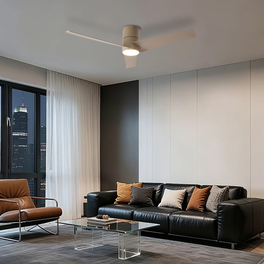 ZEVENTI - Ventilator de tavan LED BARROSA, 18W/230V, 3000/4000/6000K, Wi‑Fi Tuya, bej + telecomandă