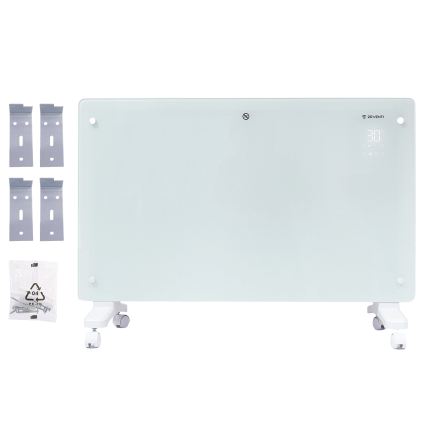 ZEVENTI - Încălzitor electric/convector inteligent montat pe perete cu afișaj LCD 1000/2000W/230V Wi-Fi alb