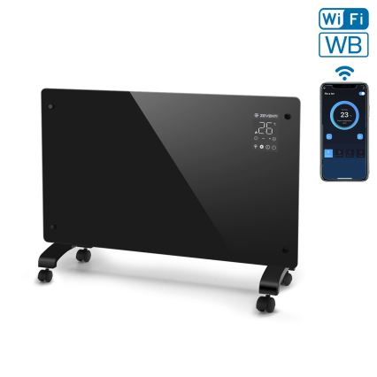 ZEVENTI - Încălzitor/convector electric inteligent de perete cu afișaj LCD 1000/2000W/230V Wi-Fi negru