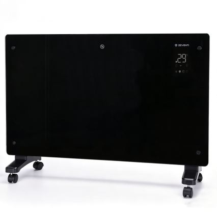 ZEVENTI - Încălzitor/convector electric inteligent de perete cu afișaj LCD 1000/2000W/230V Wi-Fi negru
