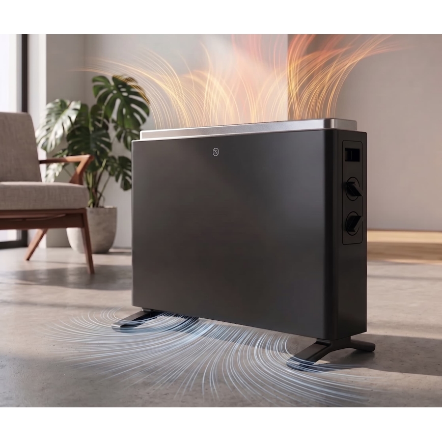 ZEVENTI - Încălzitor/convector electric 800/1200/2000W/230V negru
