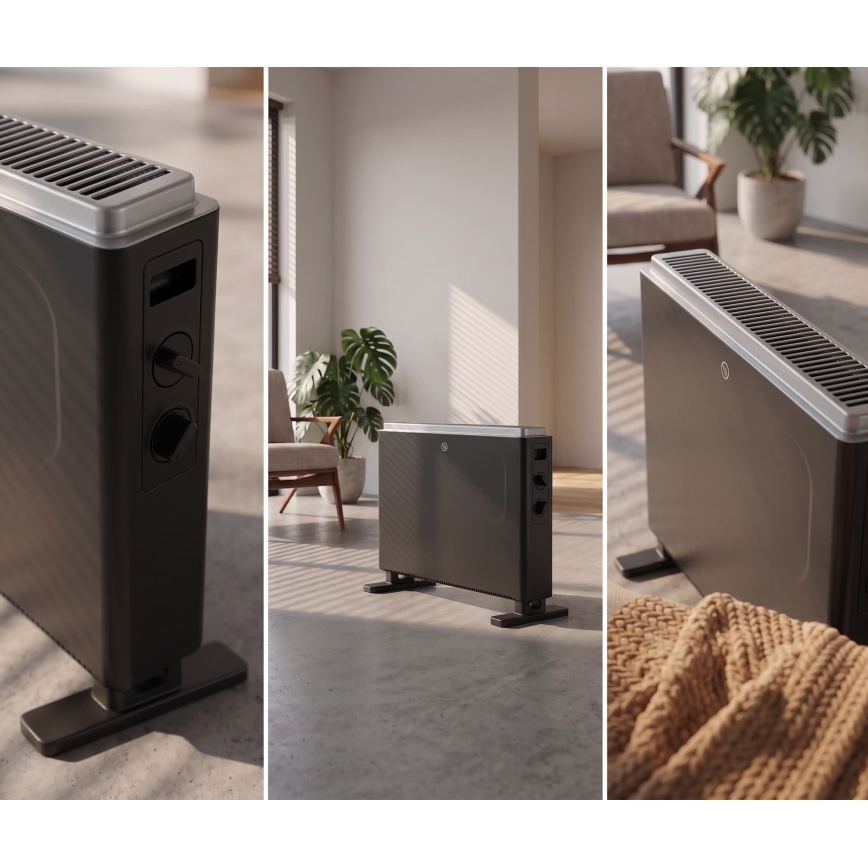 ZEVENTI - Încălzitor/convector electric 800/1200/2000W/230V negru