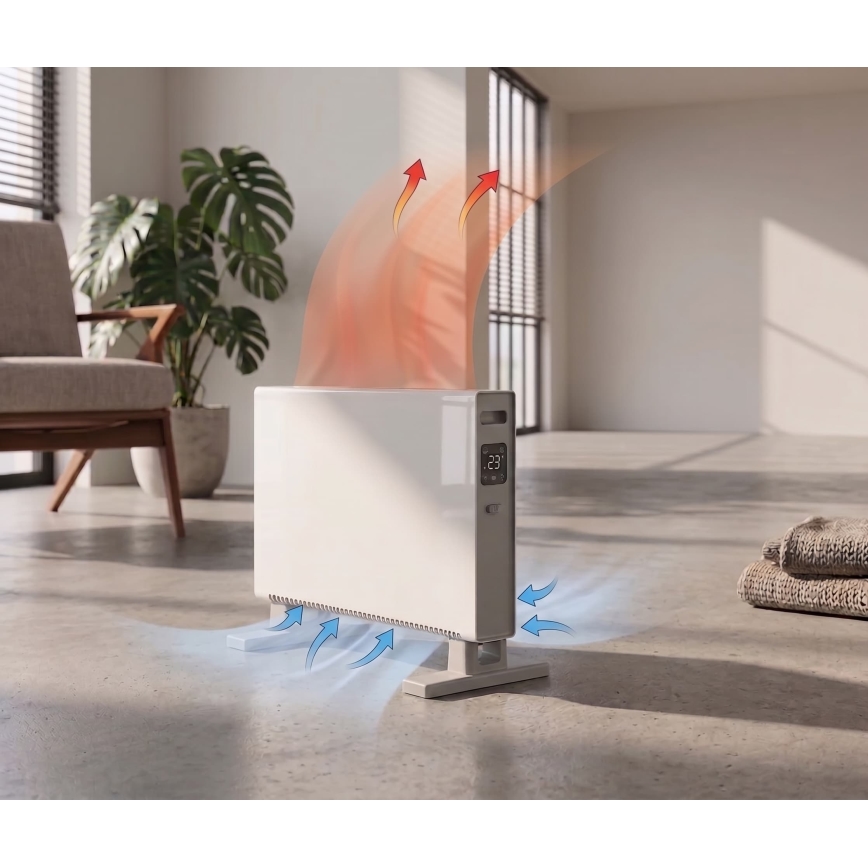 ZEVENTI - Încălzitor electric/convector cu afișaj LCD 1250/2000 W/230 V alb + telecomandă