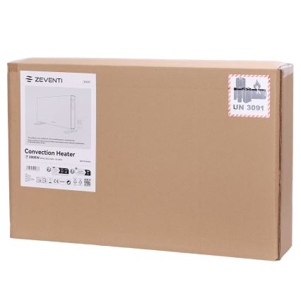 ZEVENTI - Încălzitor electric/convector cu afișaj LCD 1250/2000 W/230 V alb + telecomandă