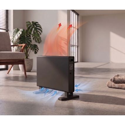 ZEVENTI - Încălzitor electric/convector cu afișaj LCD 1250/2000W/230V negru + telecomandă
