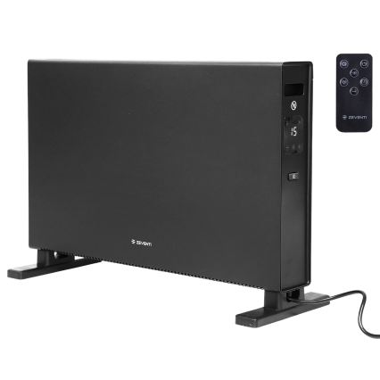 ZEVENTI - Încălzitor electric/convector cu afișaj LCD 1250/2000W/230V negru + telecomandă