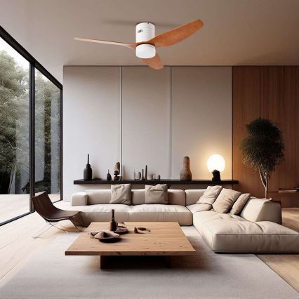 ZEVENTI - Ventilator de tavan PADUA cu LED/18W/230V 3000/4000/6000K Wi-Fi Tuya alb/maro + telecomandă