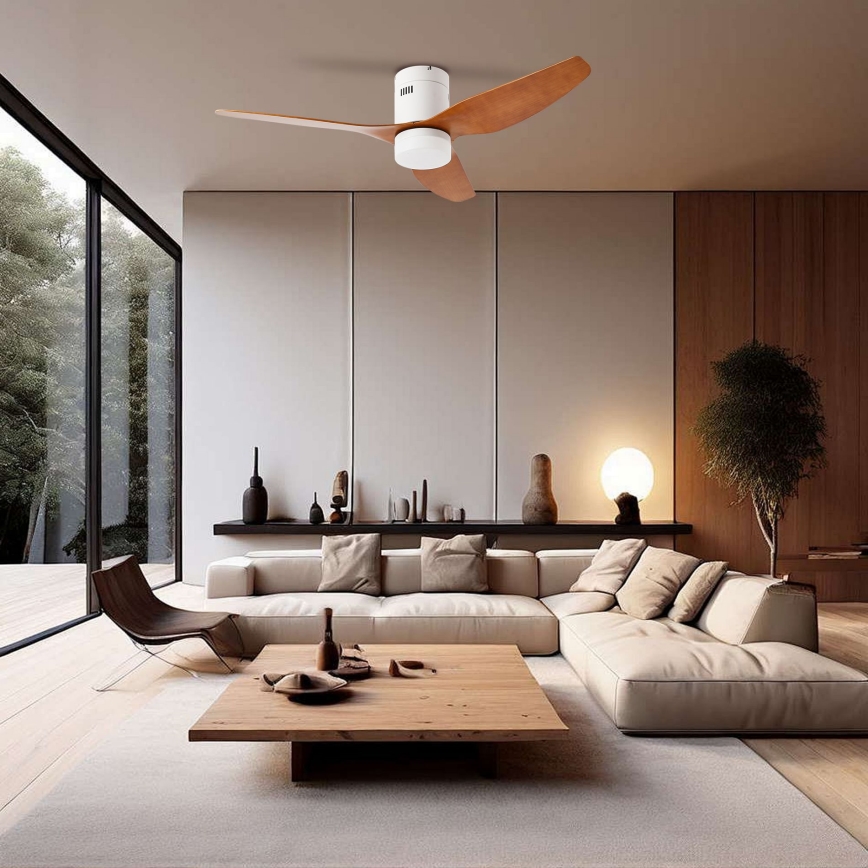 ZEVENTI - Ventilator de tavan PADUA cu LED/18W/230V 3000/4000/6000K Wi-Fi Tuya alb/maro + telecomandă