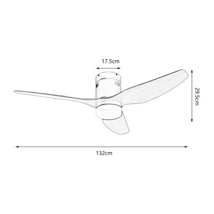 ZEVENTI - Ventilator de tavan PADUA cu LED/18W/230V 3000/4000/6000K Wi-Fi Tuya alb/maro + telecomandă