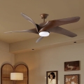ZEVENTI LUCCA – ventilator de tavan LED, 18W, 230V, 3000/4000/6000K, Wi‑Fi Tuya, maro, cu telecomandă