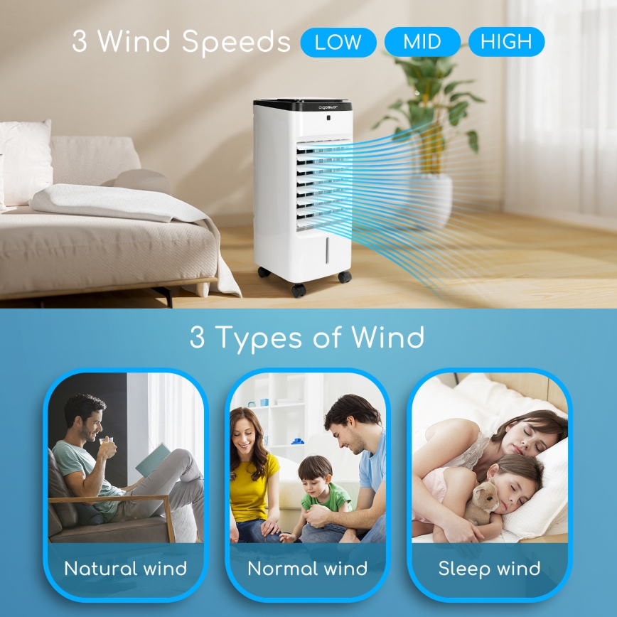 ZEVENTI - Răcitor de aer ARCTIC 60W/230V negru/alb + telecomandă