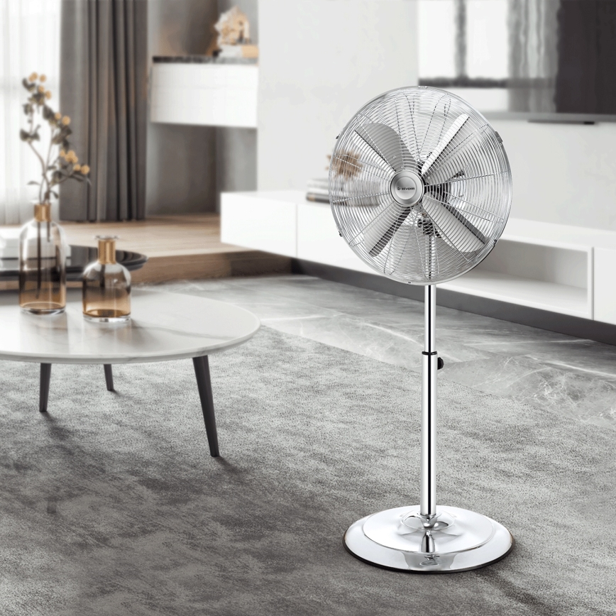ZEVENTI - Ventilator cu stativ FLOW 50W/230V, 125 cm, crom lucios