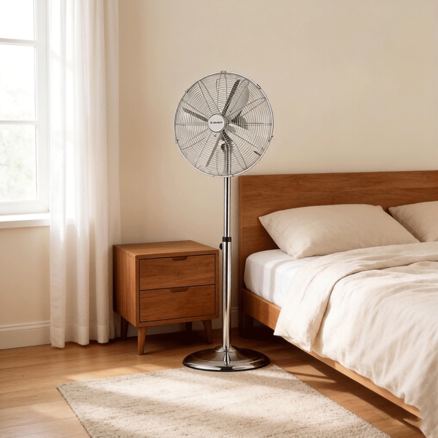 ZEVENTI - Ventilator cu stativ FLOW 50W/230V, 125 cm, crom lucios