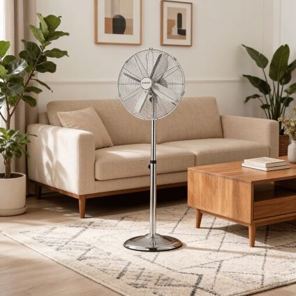 ZEVENTI - Ventilator cu stativ FLOW 50W/230V, 125 cm, crom lucios