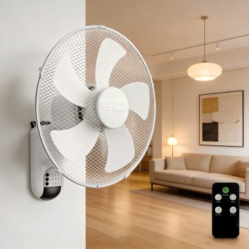 ZEVENTI - Ventilator de perete FANNY 45W/230V Ø 41 cm alb + telecomandă
