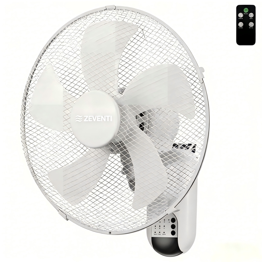 ZEVENTI - Ventilator de perete FANNY 45W/230V Ø 41 cm alb + telecomandă
