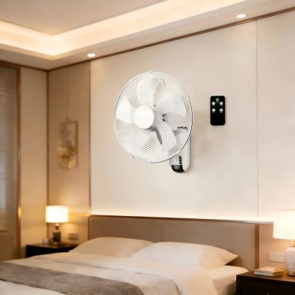 ZEVENTI - Ventilator de perete FANNY 45W/230V Ø 41 cm alb + telecomandă
