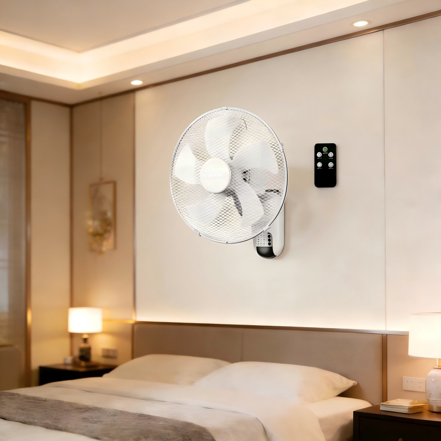 ZEVENTI - Ventilator de perete FANNY 45W/230V Ø 41 cm alb + telecomandă