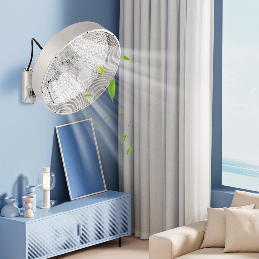 ZEVENTI - Ventilator de perete FANNY 50W/230V, diametru 45 cm, crom mat + telecomandă