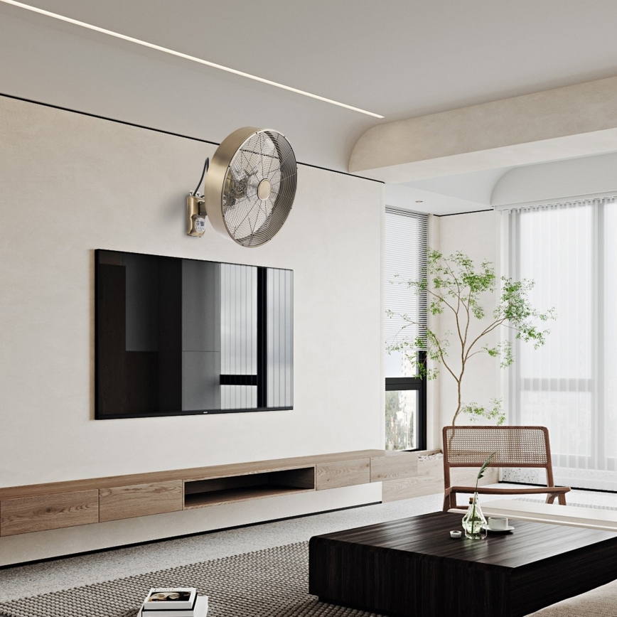 ZEVENTI - Ventilator de perete FANNY 50W/230V Ø 45 cm bronz + telecomandă