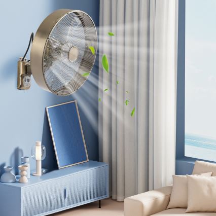 ZEVENTI - Ventilator de perete FANNY 50W/230V Ø 45 cm bronz + telecomandă