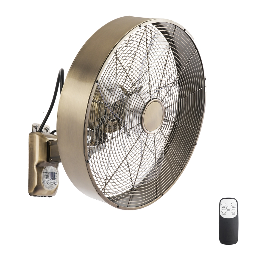 ZEVENTI - Ventilator de perete FANNY 50W/230V Ø 45 cm bronz + telecomandă