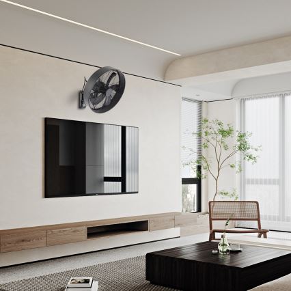 ZEVENTI - Ventilator de perete FANNY, 50 W / 230 V, diametru 45 cm, negru, cu telecomandă