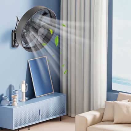 ZEVENTI - Ventilator de perete FANNY, 50 W / 230 V, diametru 45 cm, negru, cu telecomandă